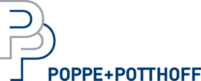 Blau-graues Logo von Poppe+Potthoff, symbolisch als Referenz von Dry-Ice-Tec GmbH.